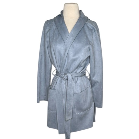Zara Jackets & Blazers - NWOT Zara Faux Suede Wrap Jacket Coat on Light Blue Size Small Pastel